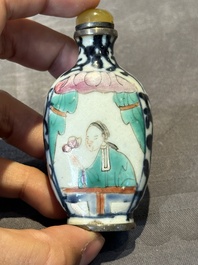 Four various Chinese porcelain snuff bottles, 19th C.