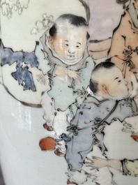 A Chinese qianjiang cai 'playing boys' vase, Ma Qingyun 馬慶雲 seal mark, dated 1917