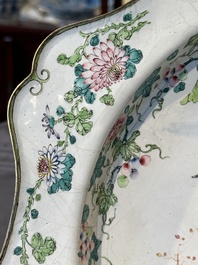 A large Chinese Canton enamel dish with scholars in a landscape, Yongzheng
