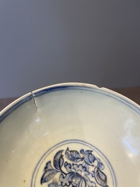 A collection of ten Chinese blue and white bowls, Ming