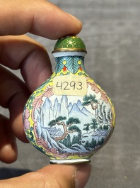 Six Chinese Peking enamel snuff bottles with European design, Qianlong mark, 19/20th C.