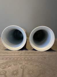A Chinese blue and white garniture of five vases with lotus scrolls, 19th C.
