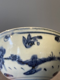 A collection of ten Chinese blue and white bowls, Ming