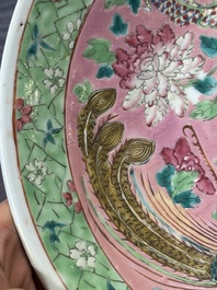 A Chinese famille rose 'dragon and phoenix' dish for the Straits or Peranakan market, 19th C.