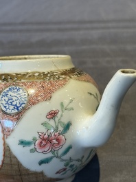 A Chinese monogrammed famille rose teapot with floral design, Yongzheng/Qianlong