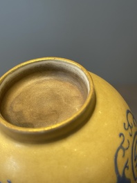 A Chinese blue enamel on gilt &lsquo;Shou&rsquo; cup, 19th C.