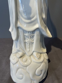 Two Chinese Dehua blanc de Chine figures of Guanyin, 18th C.