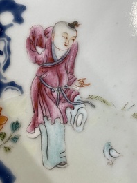 A Chinese famille rose vase and a plate, Qianlong mark, 20th C.
