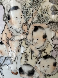 A Chinese qianjiang cai 'playing boys' vase, Ma Qingyun 馬慶雲 seal mark, dated 1917