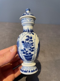 Two pairs of Chinese blue and white 'Long Eliza' vases, jade mark, Kangxi