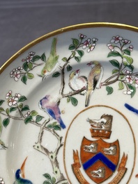 A pair of rare Chinese Canton famille rose armorial plates with the arms of Wight, ca. 1810