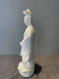 Two Chinese Dehua blanc de Chine figures of Guanyin, 18th C.