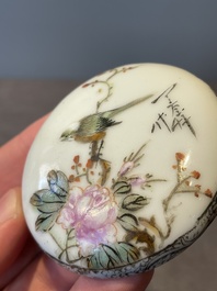 Three Chinese famille rose seal paste boxes, Qianlong and Yang He Tang 養和堂 mark, 20th C.