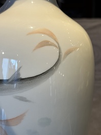 A Chinese eggshell polychrome 'fish' vase, Jing De Zhen Zhi 景德鎮製 mark, dated 1981