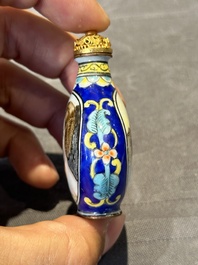 Six Chinese Peking enamel snuff bottles with European design, Qianlong mark, 19/20th C.