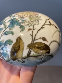 Three Chinese famille rose seal paste boxes, Qianlong and Yang He Tang 養和堂 mark, 20th C.