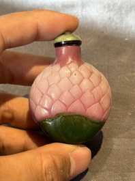 Four Chinese Peking glass snuff bottles, one with a Qianlong mark, 18/19th C.