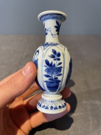 Two pairs of Chinese blue and white 'Long Eliza' vases, jade mark, Kangxi