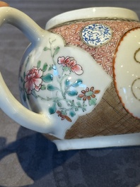 A Chinese monogrammed famille rose teapot with floral design, Yongzheng/Qianlong