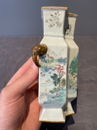 A Chinese famille rose vase and a plate, Qianlong mark, 20th C.