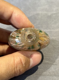Three Chinese swirled glass snuff bottles, Qing