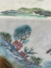 A Chinese famille rose vase and a plate, Qianlong mark, 20th C.