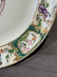A pair of rare Chinese Canton famille rose armorial plates with the arms of Wight, ca. 1810