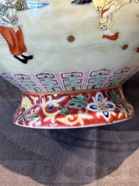 A Chinese famille rose 'hu' vase with playing boys, Qianlong mark, 20th C.