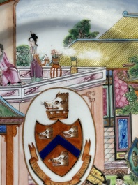 A rare Chinese Canton famille rose armorial dish with the arms of Wight, ca. 1810