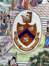 A rare Chinese Canton famille rose armorial dish with the arms of Wight, ca. 1810