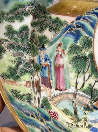 A pair of rare Chinese Canton famille rose armorial soup plates with the arms of Wight, ca. 1810