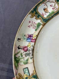 A pair of rare Chinese Canton famille rose armorial plates with the arms of Wight, ca. 1810