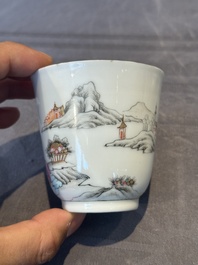 A Chinese famille rose 'erotic subject' cup and saucer, Yongzheng/Qianlong