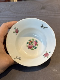 Two Chinese blue, white and famille rose bowls and two famille rose bowls, Guangxu and Shen De Tang mark, 19th C.
