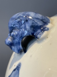 A Chinese blue and white 'landscape' vase and cover, Chenghua mark, 19th C.