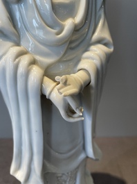 Two Chinese Dehua blanc de Chine figures of Guanyin, 18th C.