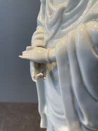 Two Chinese Dehua blanc de Chine figures of Guanyin, 18th C.