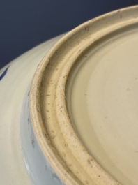 A Chinese blue and white dish with floral design, Kangxi