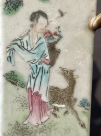 A Chinese famille rose vase and a plate, Qianlong mark, 20th C.