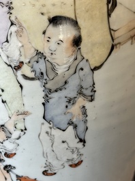 A Chinese qianjiang cai 'playing boys' vase, Ma Qingyun 馬慶雲 seal mark, dated 1917