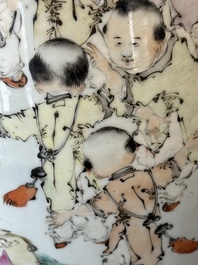 A Chinese qianjiang cai 'playing boys' vase, Ma Qingyun 馬慶雲 seal mark, dated 1917