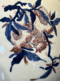 A Chinese blue, white and copper-red 'Three abundances' or 'Sanduo' vase, 19/20th C.