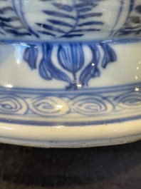 Three Chinese blue and white vases with floral design, Kangxi
