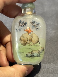 Six Chinese inside-painted glass snuff bottles, 20th C.