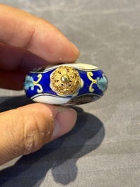 Six Chinese Peking enamel snuff bottles with European design, Qianlong mark, 19/20th C.