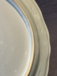 A Chinese export famille rose dish with a crowned coat of arms of the King's Club for the Danish market, Qianlong