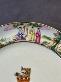 A pair of rare Chinese Canton famille rose armorial plates with the arms of Wight, ca. 1810