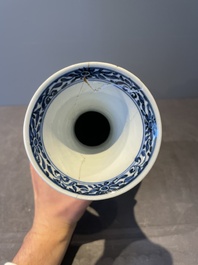 Three Chinese blue and white vases with floral design, Kangxi