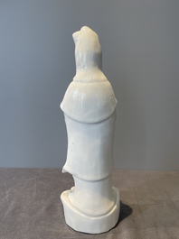 Two Chinese Dehua blanc de Chine figures of Guanyin, 18th C.