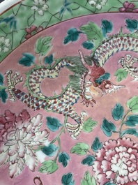 A Chinese famille rose 'dragon and phoenix' dish for the Straits or Peranakan market, 19th C.
